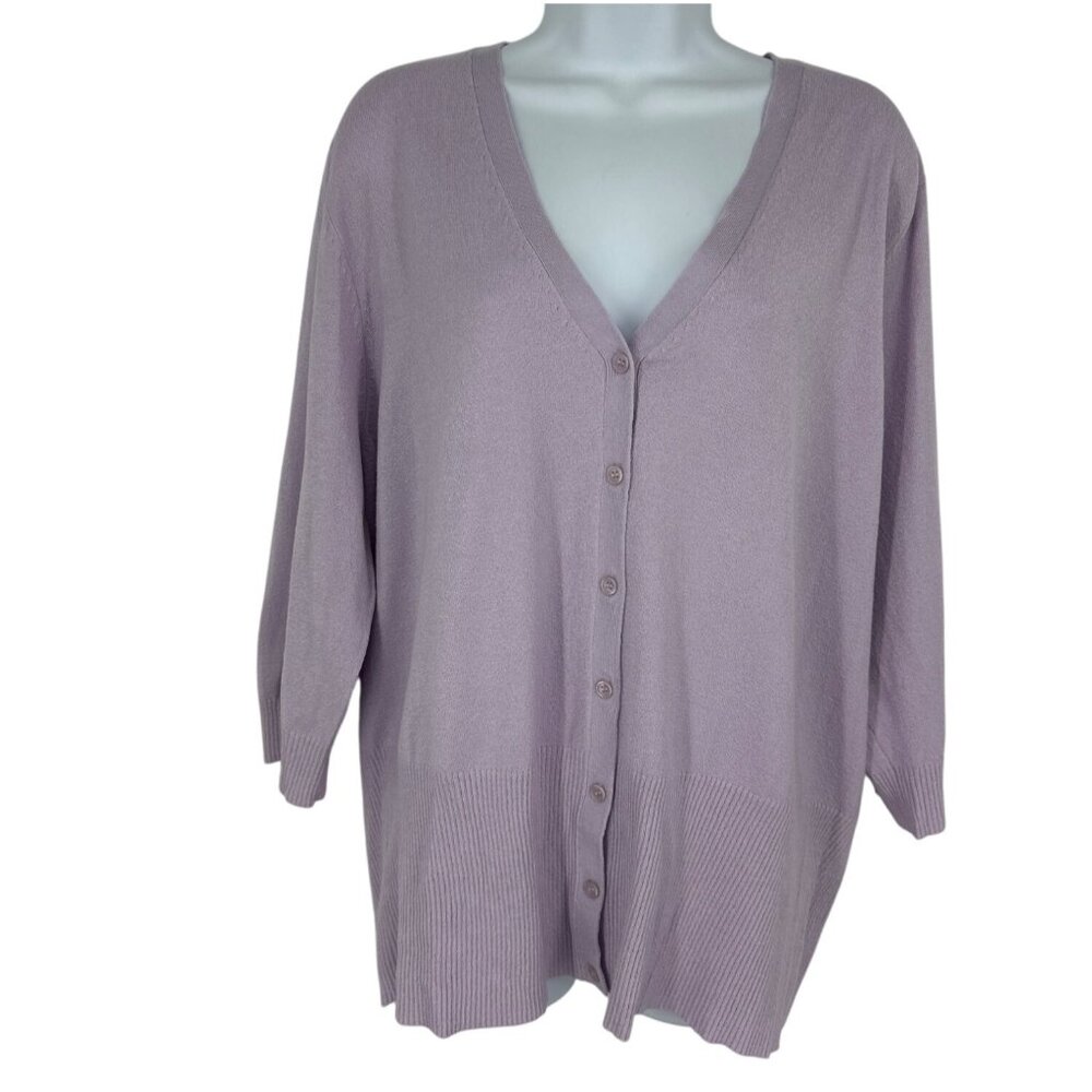 Lane Bryant Womens Textured Lavender Button Closure Cardigan Size 18/20